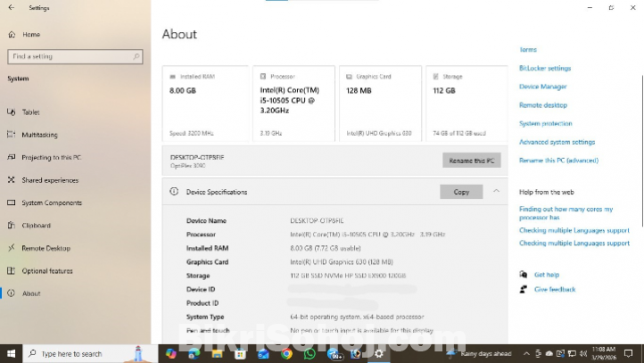 Dell OptiPlex 3090 | Core i5 10th Gen 8GB RAM 128GB NVMe SSD